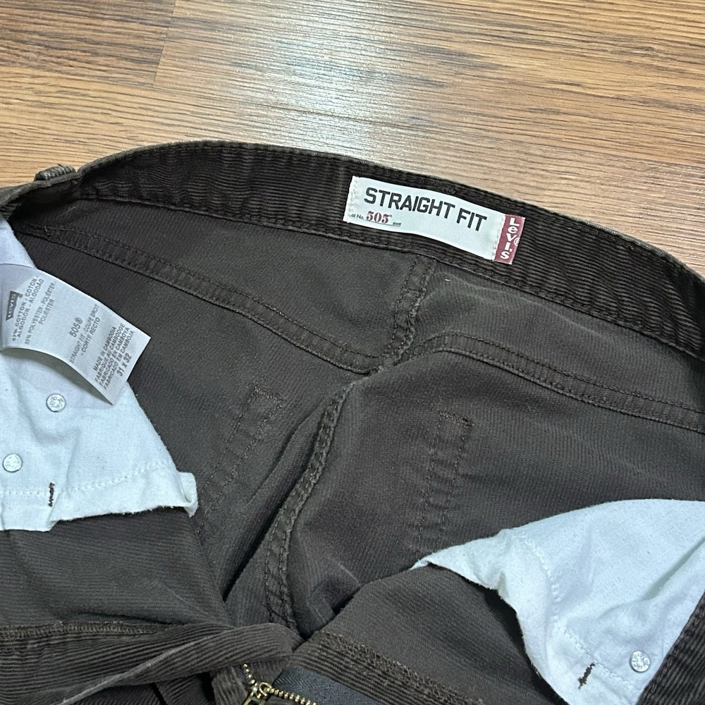 Levis 505 Mens 31x30 Corduroy Pants Brown Straight Fit Casual Workwear Preppy - Picture 4 of 13